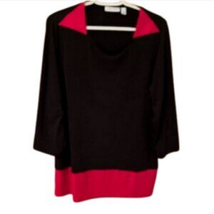 Susan Graver Liquid Knits Tunic Top XL Black and Pink